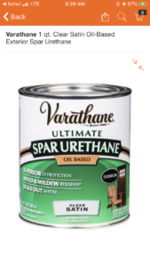 Faux Wood Garage supplies, Varathane Spare Urethane oil based clear satin sealant for exteriors