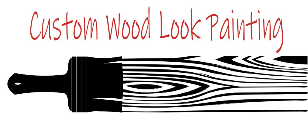 Custom Wood Look Painting Logo, paint brush and wood grain